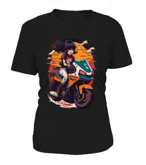 Cool cute girl motorcycle alone on the road Women's T-Shirt