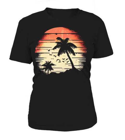 Vintage Retro Sunset Watercolor Beach Vacation 3 Women's T-Shirt