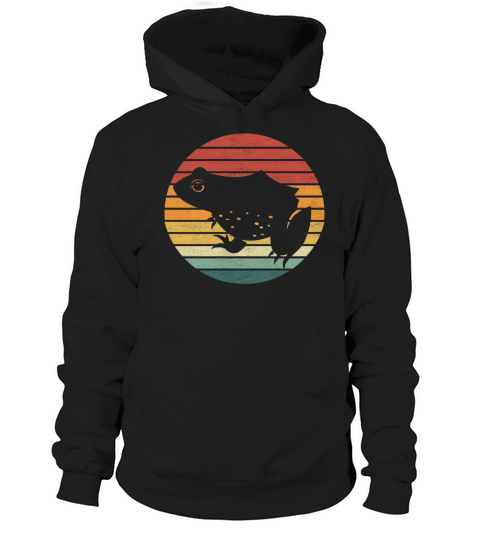 Frog Lover - Vintage Retro Sunset Frog Hoodie Unisex