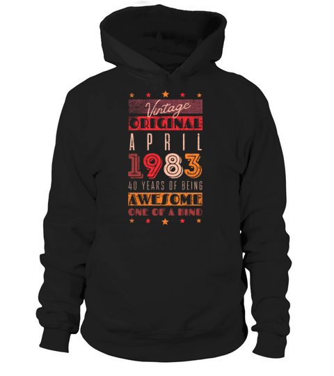 Vintage April 1983 - 40 years of being awesome Hoodie Unisex