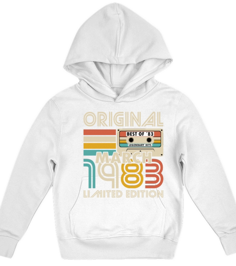 40th birthday march 1983 original 1983 Kids Hoodie