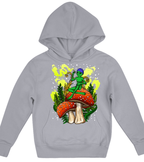 Psycadellic Magic Mushroom Alien LSD Acid Trip Kids Hoodie