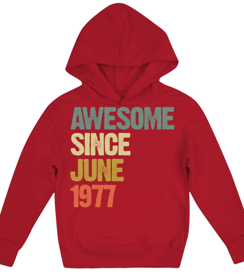 Vintage Awesome Since June 1977 Gift Kids Hoodie