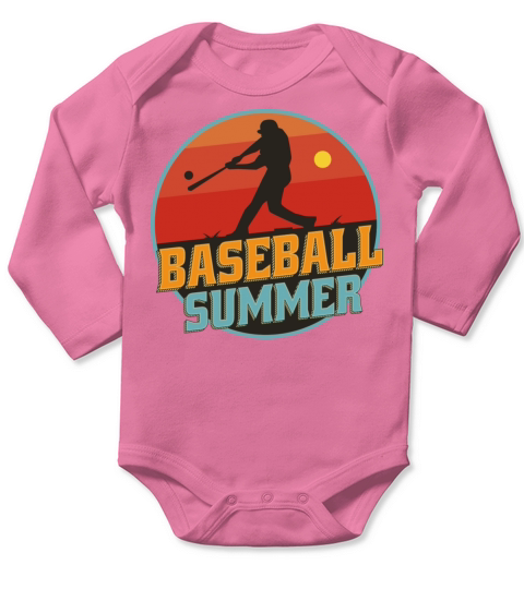 Baseball Summer Vintage Style Long Sleeve Baby One-Piece