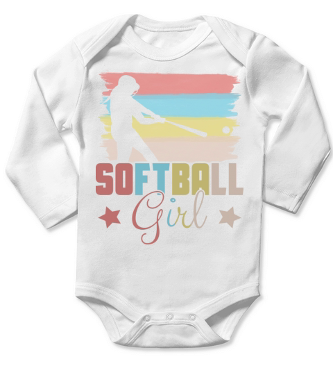 Softball Girl Long Sleeve Baby One-Piece