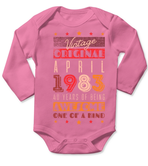 Vintage April 1983 - 40 years of being awesome Long Sleeve Baby One-Piece