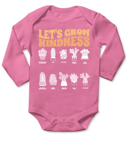 Vintage Lets Grow Kindness For Succulent Cactus Long Sleeve Baby One-Piece