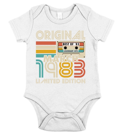 40th birthday march 1983 original 1983 Short Sleeve Baby One-Piece