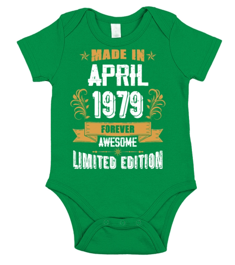 April 1979 Vintage Birthday Present Short Sleeve Baby One-Piece