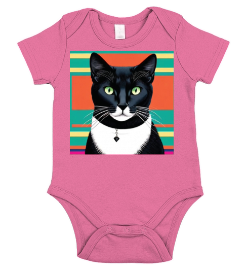 cat daddy black cat vintage eighties style Short Sleeve Baby One-Piece