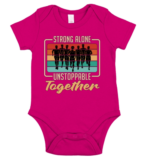 Cross Country Strong Alone Unstoppable Retro Race Short Sleeve Baby One-Piece