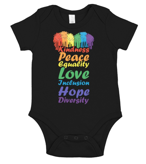 Kindness Peace Hope Love Cute Diversity Rainbow Po Short Sleeve Baby One-Piece
