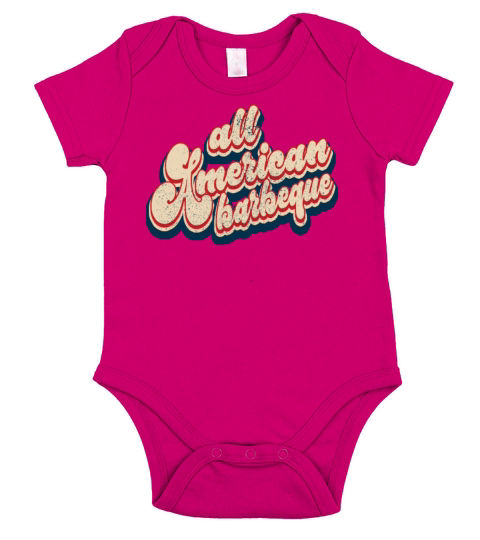 Vintage All American Barbeque Patriotic 4th of Jul Short Sleeve Baby One-Piece
