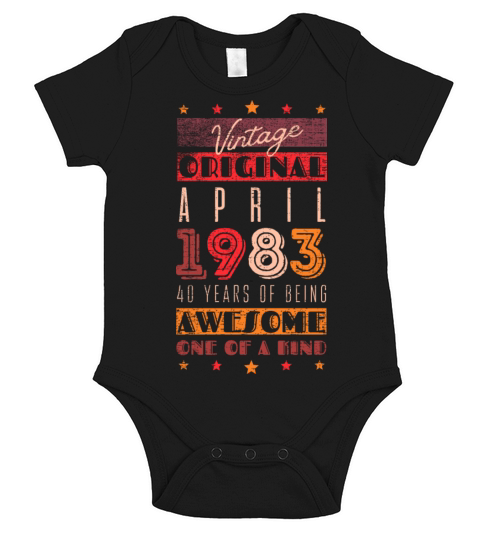 Vintage April 1983 - 40 years of being awesome Short Sleeve Baby One-Piece