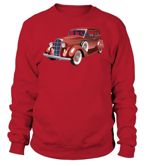Red Retro American Car Sweatshirt Unisex