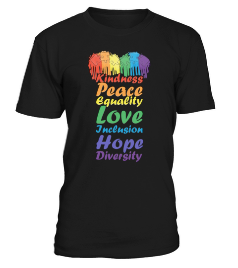 Kindness Peace Hope Love Cute Diversity Rainbow Po T-Shirt Unisex