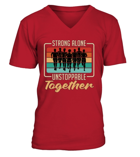 Cross Country Strong Alone Unstoppable Retro Race V-Neck T-shirt