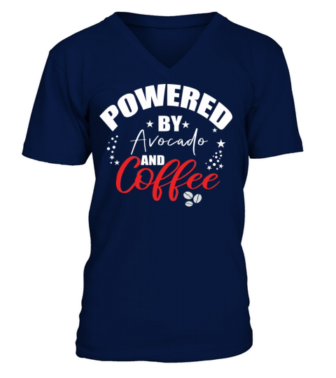 Powered by Avocado and Coffee Red V-Neck T-shirt