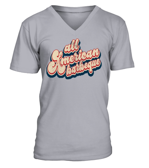 Vintage All American Barbeque Patriotic 4th of Jul V-Neck T-shirt