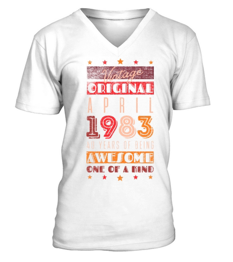Vintage April 1983 - 40 years of being awesome V-Neck T-shirt