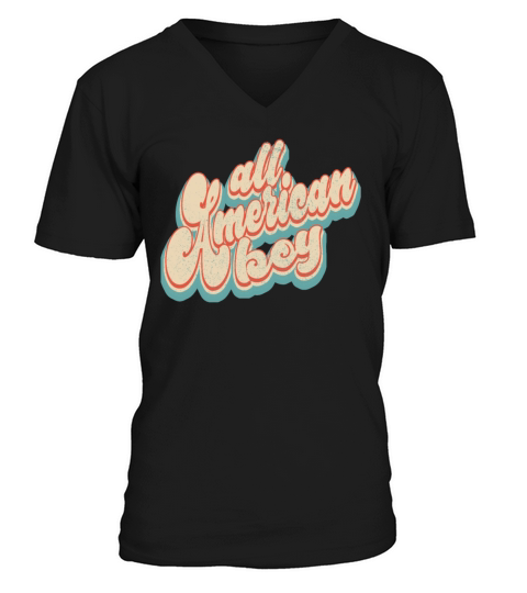 Vintage Classic All American Boy Patriotic 4th of V-Neck T-shirt