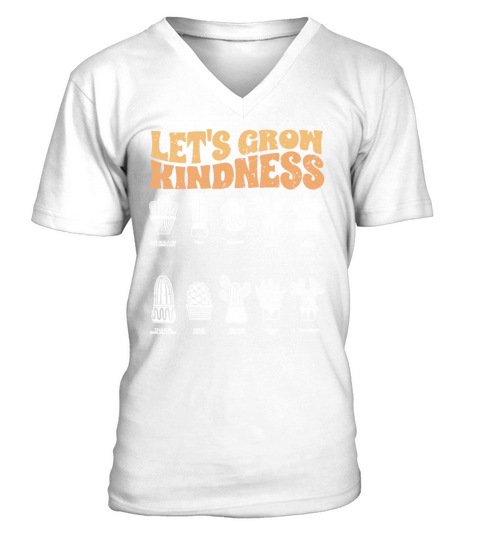 Vintage Lets Grow Kindness For Succulent Cactus V-Neck T-shirt