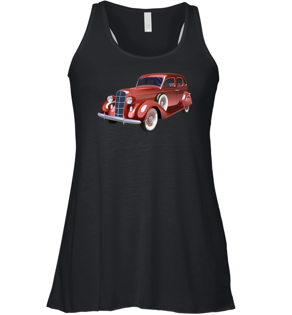Red Retro American Car Women's Flowy Tank Top