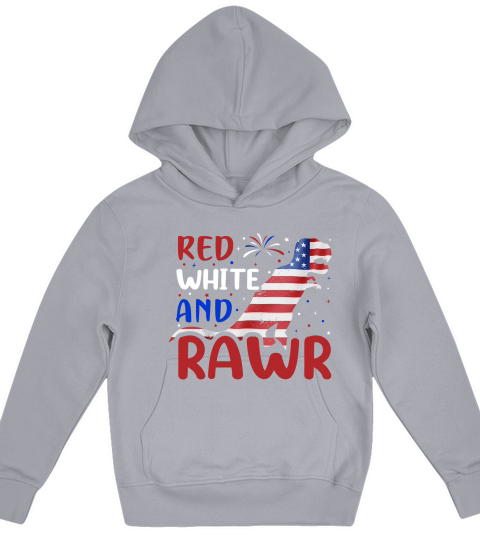 Red White And Rawr 4th of July Kids Hoodie