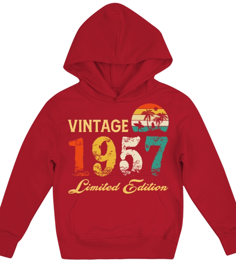 Vintage 1957 Limited Edition Born In 1957 Birthday Kids Hoodie