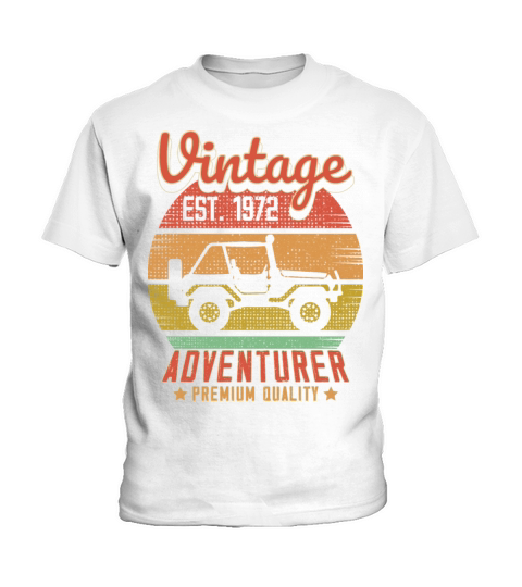 Vintage Retro Jeep Adventurer Est 1972 Birthday Kids T-Shirt