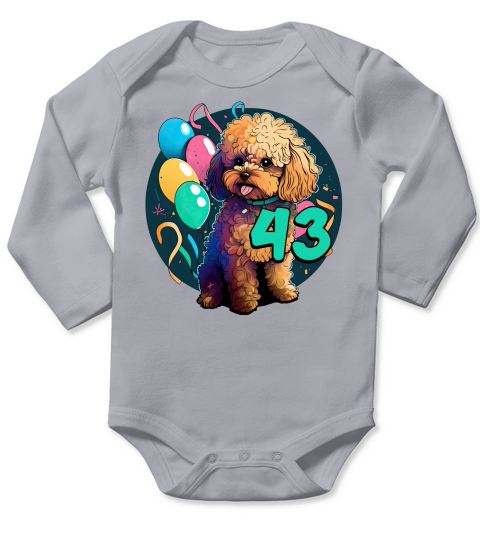 Cavapoo Dog 43rd Birthday Themed Party 43 Year Old Long Sleeve Baby One-Piece