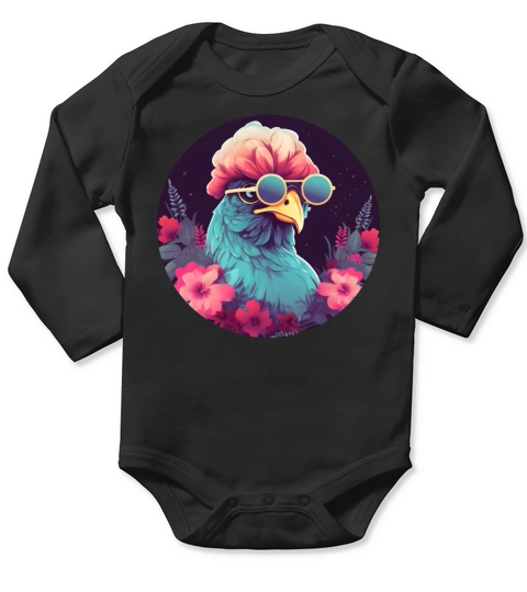 Chicken Lovers Retro Style Long Sleeve Baby One-Piece