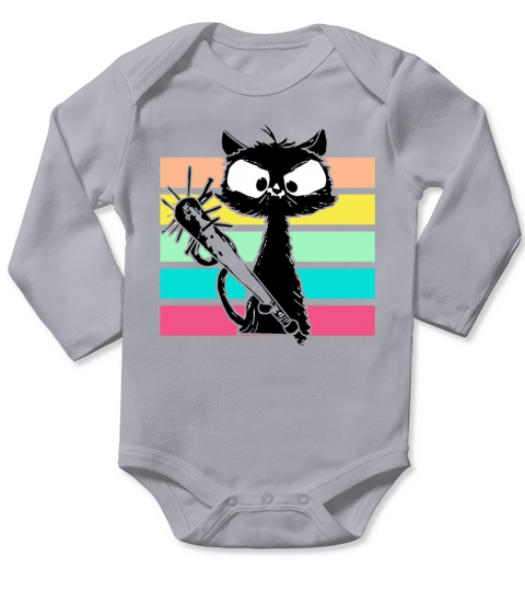 Halloween Retro Cat Vintage Cat Long Sleeve Baby One-Piece