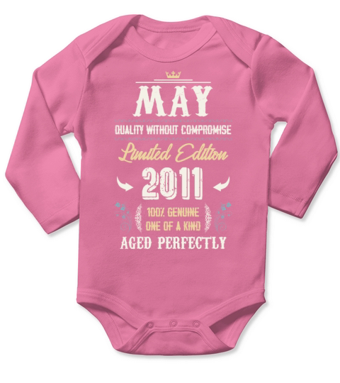 May 2011 Vintage Birthday Present Long Sleeve Baby One-Piece