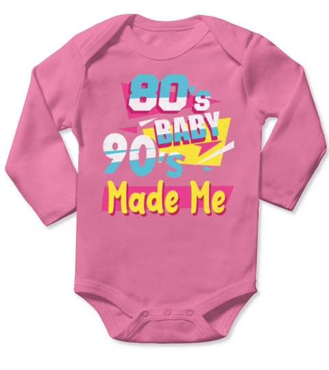 Retro 80s Born 90s made me Long Sleeve Baby One-Piece