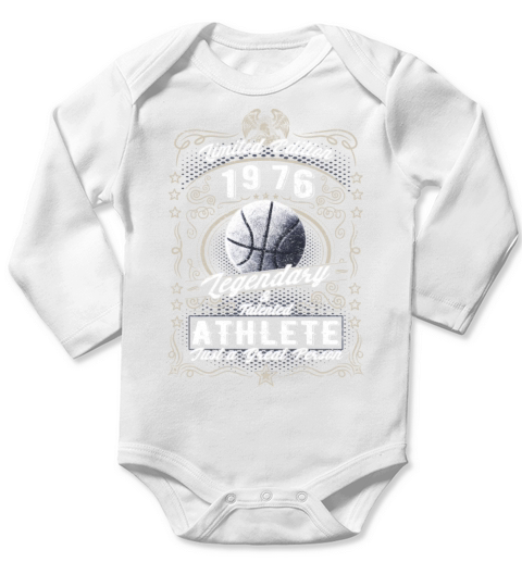 Vintage 1976 Basketball Birthday Gift Sport Hobby Long Sleeve Baby One-Piece