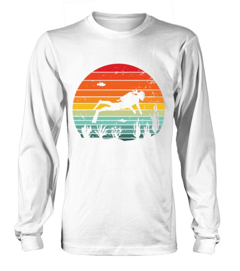 Vintage Diver Scuba Diving Unterwater Reef Fish Long sleeved Unisex