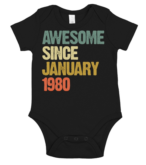 Groovy Retro Awesome Since January 1980 Short Sleeve Baby One-Piece