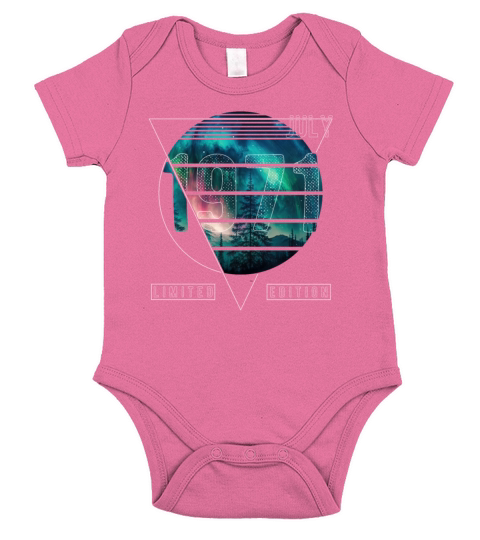 Limited Edition 1971 July Birthday Polar Lights Short Sleeve Baby One-Piece