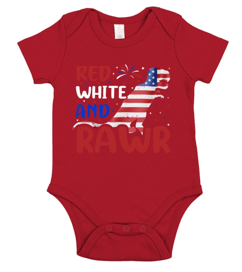 Red White And Rawr 4th of July Short Sleeve Baby One-Piece