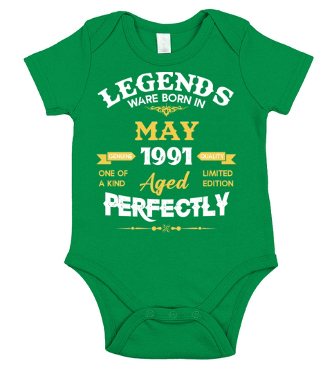 Vintage Aged To Perfection May 1991 Short Sleeve Baby One-Piece