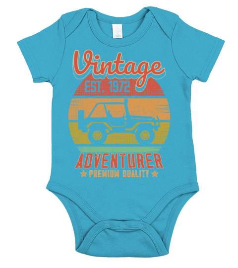 Vintage Retro Jeep Adventurer Est 1972 Birthday Short Sleeve Baby One-Piece
