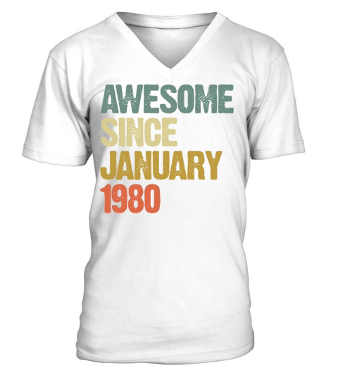 Groovy Retro Awesome Since January 1980 V-Neck T-shirt