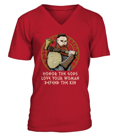 Honor The Gods Defend Your Kin Odin Norwegian V-Neck T-shirt