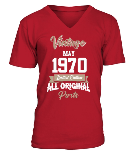 May 1970 Vintage Birthday Present V-Neck T-shirt