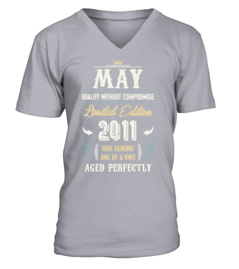 May 2011 Vintage Birthday Present V-Neck T-shirt
