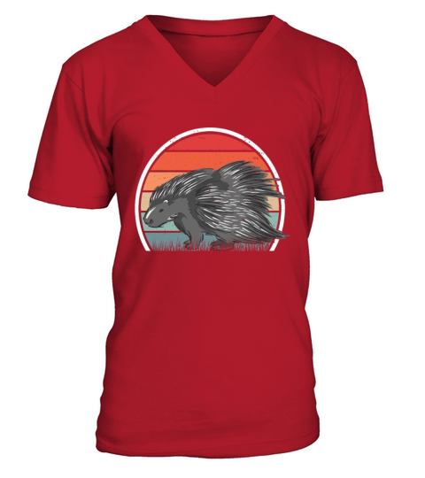 Porcupine Vintage Retro V-Neck T-shirt