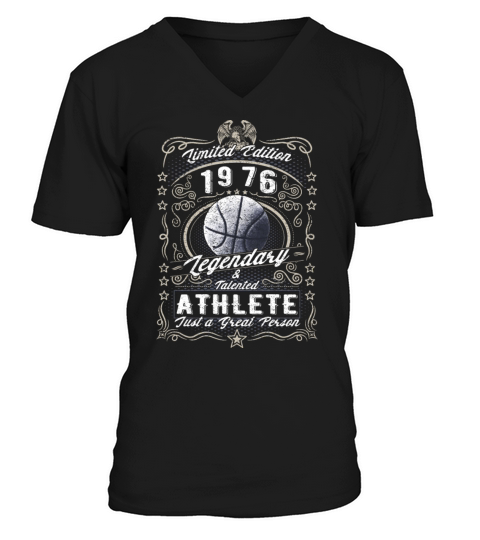 Vintage 1976 Basketball Birthday Gift Sport Hobby V-Neck T-shirt