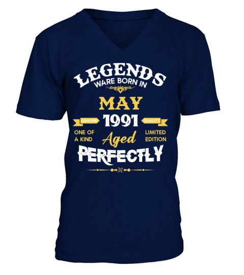 Vintage Aged To Perfection May 1991 V-Neck T-shirt