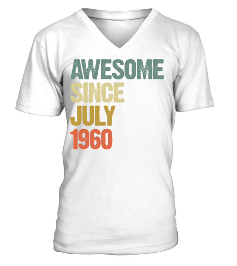 Vintage Awesome Since July 1960 V-Neck T-shirt